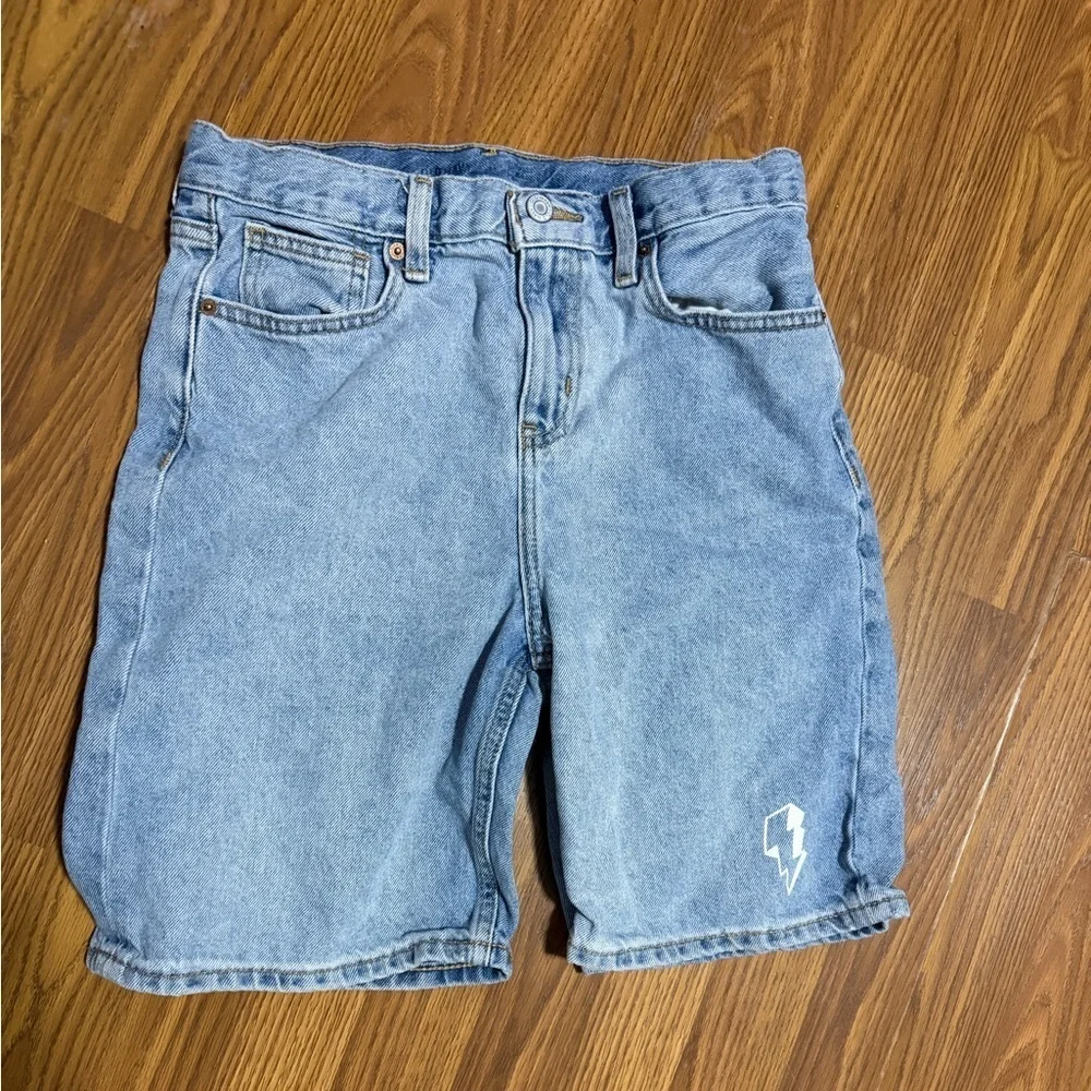 Old Navy Boys Baggy Denim Shorts Lightening Bolt Size 14